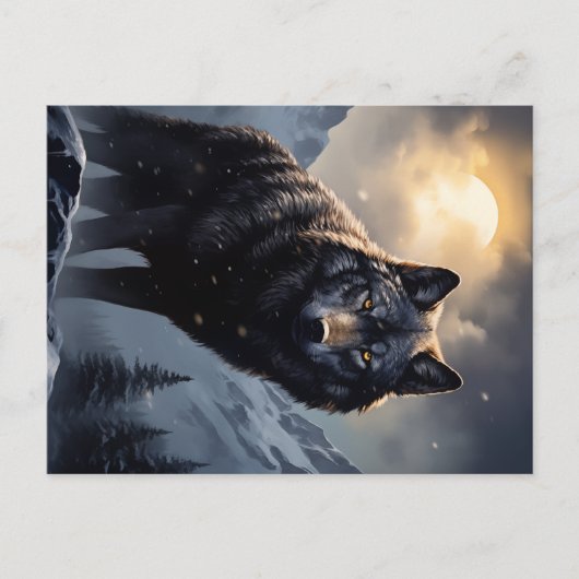 Schwarzer Wolf im Snowy Mountains Postkarte (Vorderseite)