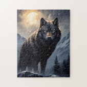 Schwarzer Wolf im Snowy Mountains Puzzle (Vertikal)