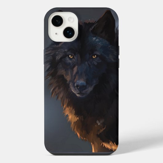 Schwarzer Wolf iPhone Hülle (Rückseite)