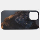 Schwarzer Wolf iPhone Hülle (Hinten horizontal)