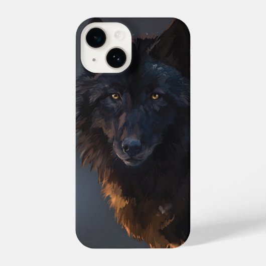 Schwarzer Wolf iPhone Hülle (Rückseite)