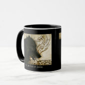 Schwarzer Wolf keltischer Drache Knotenwerk Fantas Tasse (Vorderseite Links)