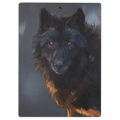 Schwarzer Wolf Klemmbrett (Rückseite)