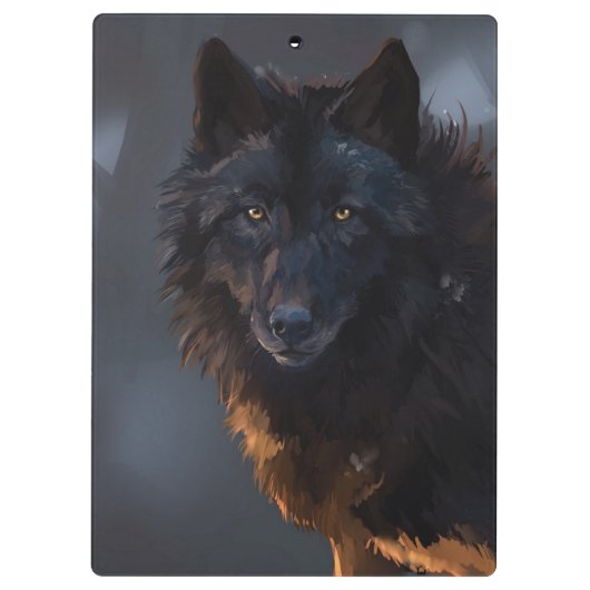 Schwarzer Wolf Klemmbrett (Rückseite)