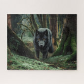 Schwarzer Wolf kommt aus dem Wald Puzzle (Horizontal)