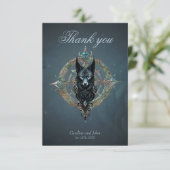 Schwarzer Wolf Kopf mit durchstechenden blauen Aug Dankeskarte (Stehend Vorderseite)