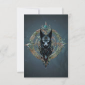 Schwarzer Wolf Kopf mit durchstechenden blauen Aug Dankeskarte (Rückseite)