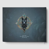 Schwarzer Wolf Kopf mit durchstechenden blauen Aug Gästebuch (Rückseite)