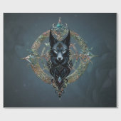 Schwarzer Wolf Kopf mit durchstechenden blauen Aug Geschenkpapier (Flach)