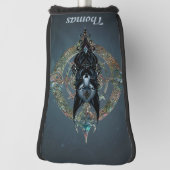 Schwarzer Wolf Kopf mit durchstechenden blauen Aug Golf Headcover (Rotieren 90)