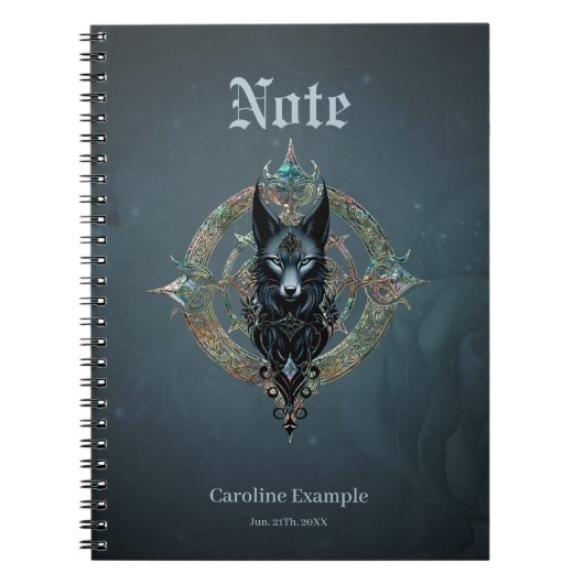 Schwarzer Wolf Kopf mit durchstechenden blauen Aug Notizblock (Vorderseite)