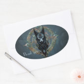 Schwarzer Wolf Kopf mit durchstechenden blauen Aug Ovaler Aufkleber (Umschlag)