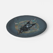 Schwarzer Wolf Kopf mit durchstechenden blauen Aug Pappteller (Schrägansicht)