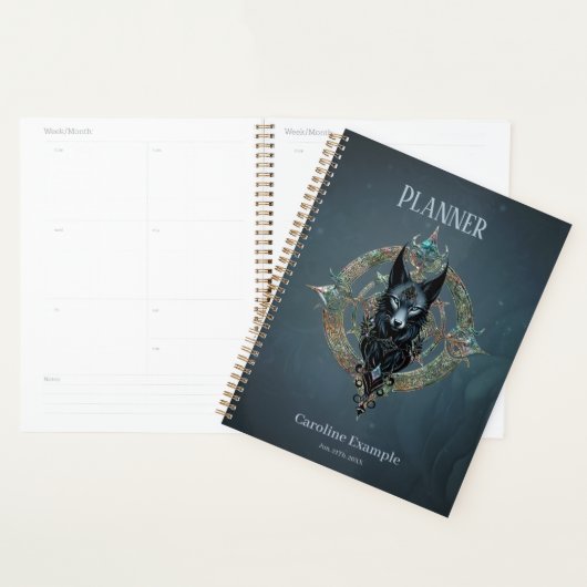 Schwarzer Wolf Kopf mit durchstechenden blauen Aug Planer (Anzeige)
