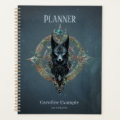 Schwarzer Wolf Kopf mit durchstechenden blauen Aug Planer (Vorderseite)