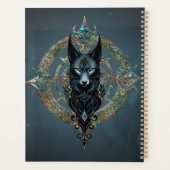 Schwarzer Wolf Kopf mit durchstechenden blauen Aug Planer (Rückseite)