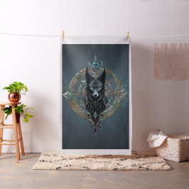 Schwarzer Wolf Kopf mit durchstechenden blauen Aug Stoff