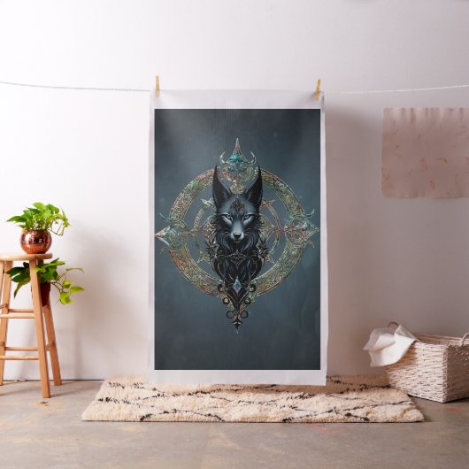 Schwarzer Wolf Kopf mit durchstechenden blauen Aug Stoff (Beispiel)