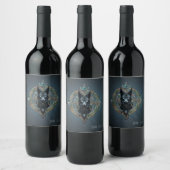 Schwarzer Wolf Kopf mit durchstechenden blauen Aug Weinetikett (Flaschen)