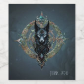 Schwarzer Wolf Kopf mit durchstechenden blauen Aug Weinetikett (Einzelnes Label)