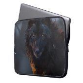 Schwarzer Wolf Laptopschutzhülle (Vorderseite Links)