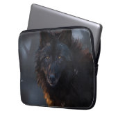 Schwarzer Wolf Laptopschutzhülle (Vorderseite Links)