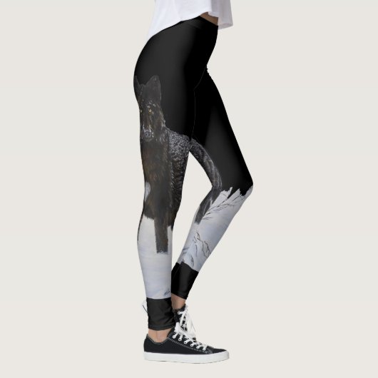 Schwarzer Wolf Leggings (Rechts)