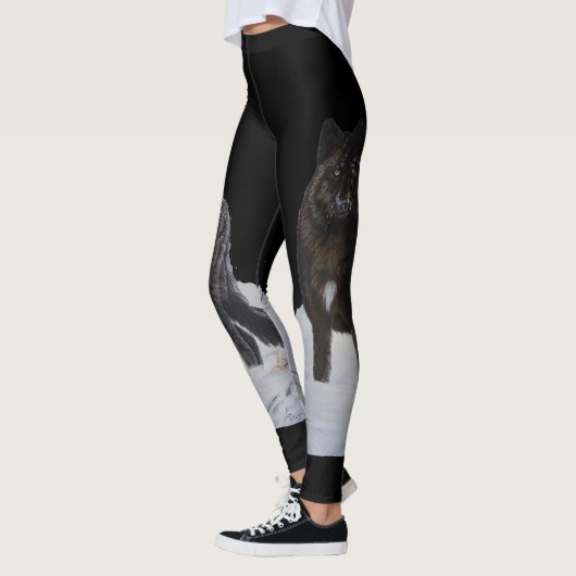 Schwarzer Wolf Leggings (Links)