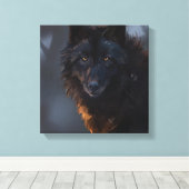 Schwarzer Wolf Leinwanddruck (Insitu (Holzboden))