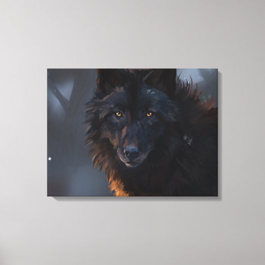 Schwarzer Wolf Leinwanddruck (Vorderseite)