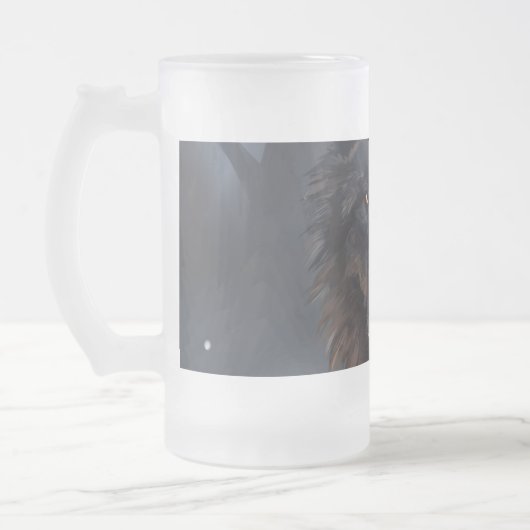 Schwarzer Wolf Mattglas Bierglas (Links)