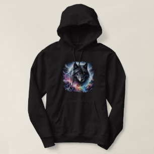 Schwarzer Wolf mit Blitz Hoodie