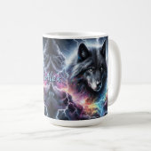 Schwarzer Wolf mit Blitz Kaffeetasse (VorderseiteRechts)