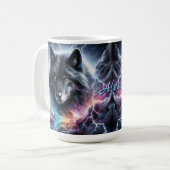 Schwarzer Wolf mit Blitz Kaffeetasse (Vorderseite Links)