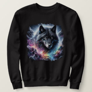 Schwarzer Wolf mit Blitz Sweatshirt