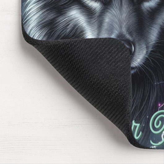 Schwarzer Wolf mit einem Dreamcatcher Mousepad (Ecke)