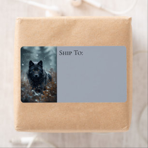 Schwarzer Wolf Nördlicher Winter Wald Schneeiger F