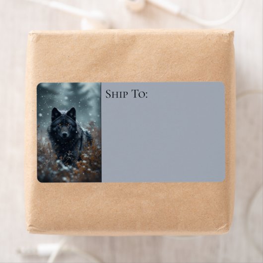 Schwarzer Wolf Nördlicher Winter Wald Schneeiger F (Insitu)