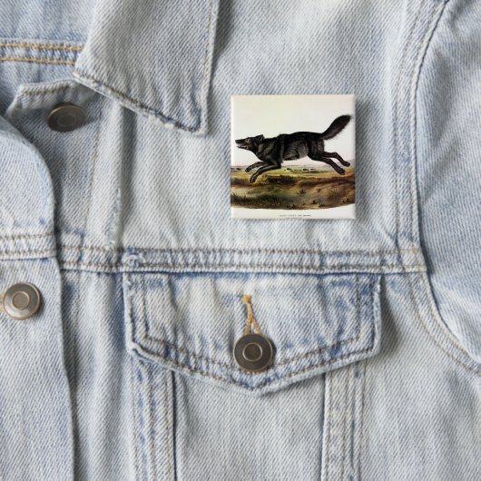 Schwarzer Wolf oder Schwarzer Amerikanischer Wolf Button (Beispiel)