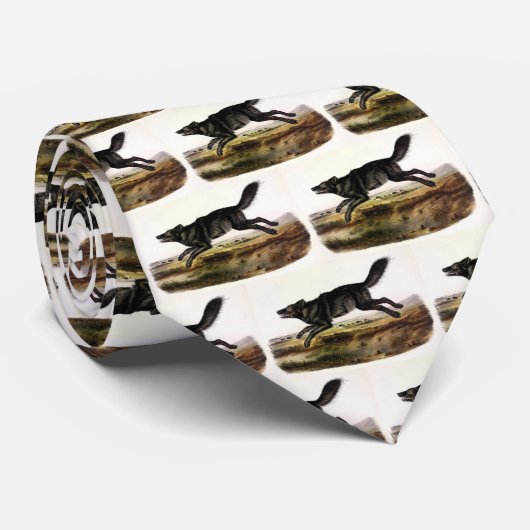 Schwarzer Wolf oder Schwarzer Amerikanischer Wolf  Krawatte (Gerollt)