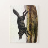 Schwarzer Wolf oder Schwarzer Amerikanischer Wolf Puzzle (Vertikal)