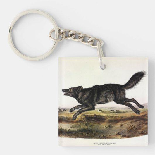 Schwarzer Wolf oder Schwarzer Amerikanischer Wolf Schlüsselanhänger (Vorderseite)