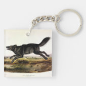 Schwarzer Wolf oder Schwarzer Amerikanischer Wolf Schlüsselanhänger (Rückseite)