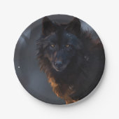 Schwarzer Wolf Pappteller (Vorderseite)