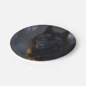 Schwarzer Wolf Pappteller (Schrägansicht)
