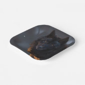 Schwarzer Wolf Pappteller (Gewinkelt)