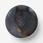 Schwarzer Wolf Pappteller (Vorderseite)