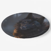 Schwarzer Wolf Pappteller (Schrägansicht)
