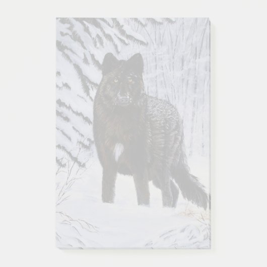 Schwarzer Wolf Post-it Klebezettel (Vorderseite)