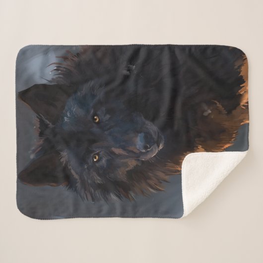 Schwarzer Wolf Sherpadecke (Vorderseite (Horizontal))